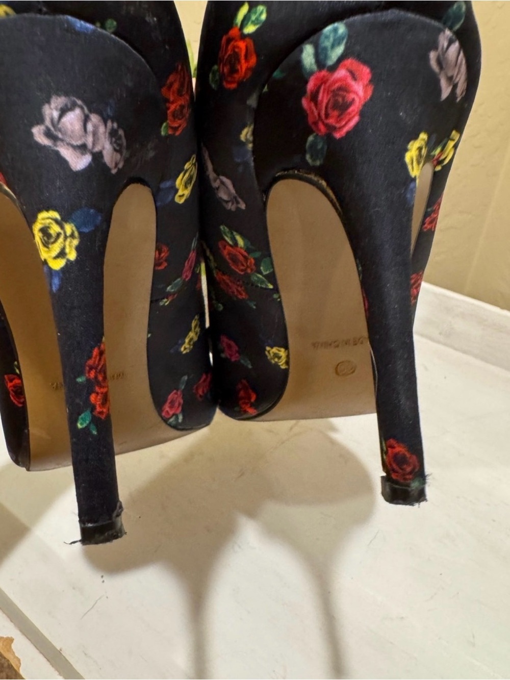 Betsy Johnson Floral Bow Pointed-Toe High Heels - Black Multi - Picture 5 of 7